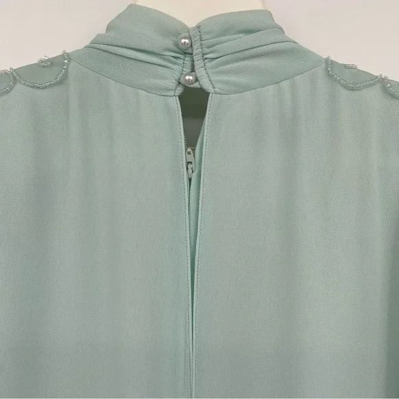 Vintage Ursula of Switzerland Formal Dress Sea Foam Blue Green Mother Of Bride - Picture 8 of 14